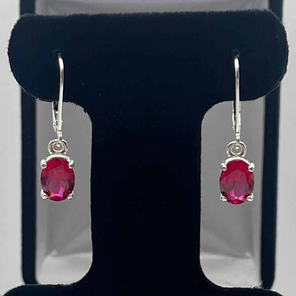Beautiful 3ctw Oval Cut Ruby Earrings in Sterling Silver